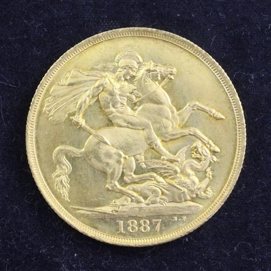 A Victoria Jubilee gold two pounds, 1887,